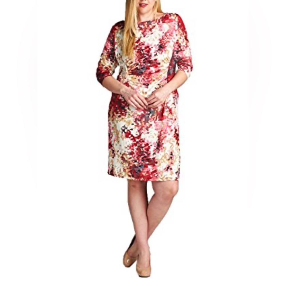 Christine V Boat Neck Printed‎ Sheath Dress